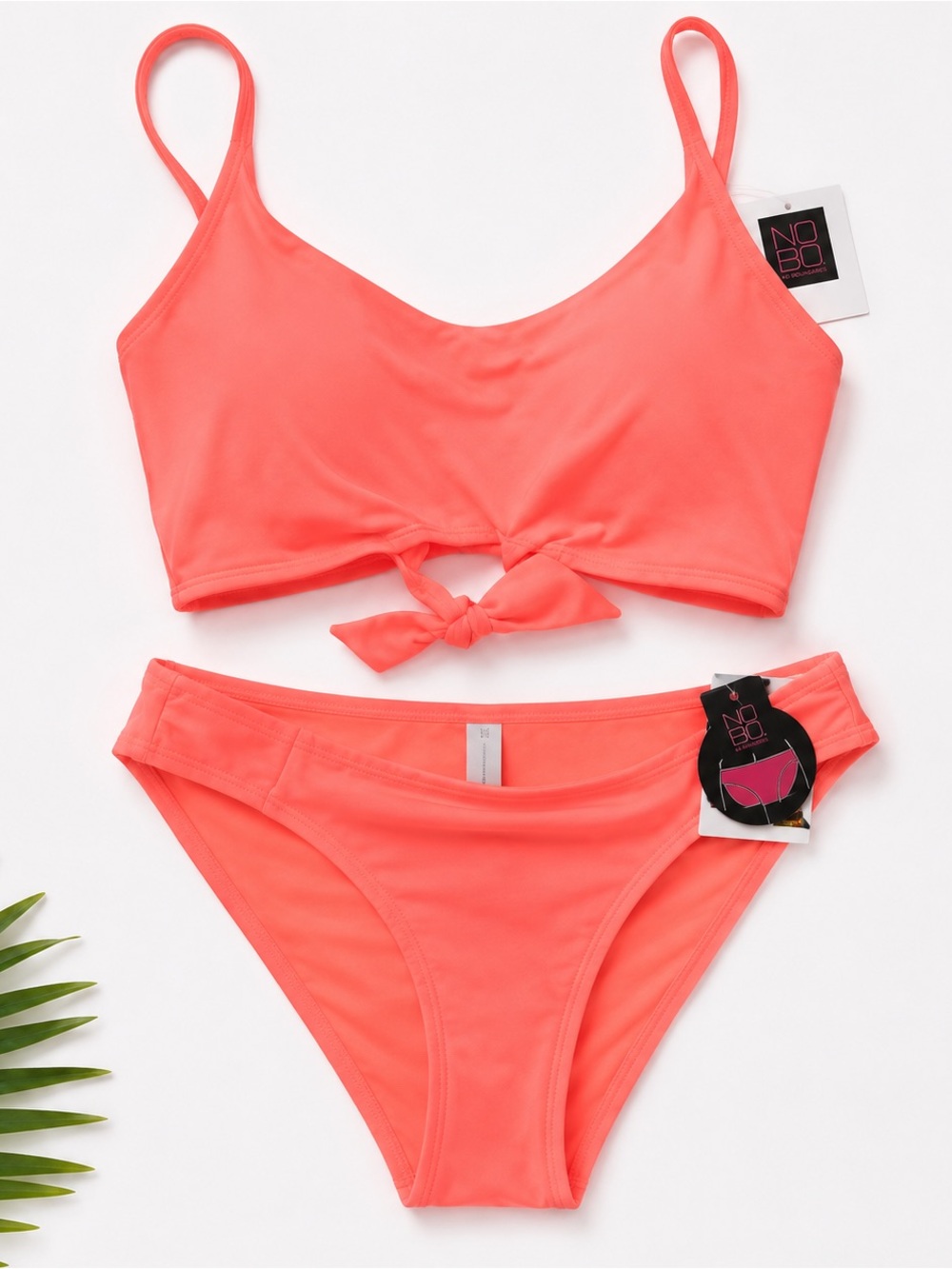 No Boundaries Neon Coral Two Piece Bikini Set NWT Size Small